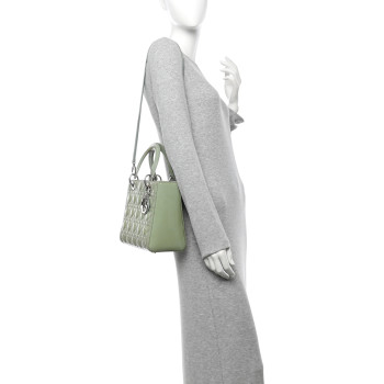 CHRISTIAN DIOR Patent Cannage Medium Lady Dior Blue Alcier