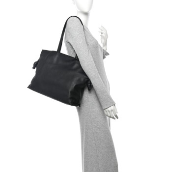 LOEWE Calfskin Flamenco Knot XL Shoulder Bag Black