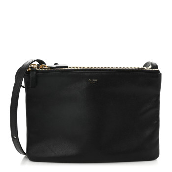 CELINE Lambskin Small Trio Crossbody Bag Black
