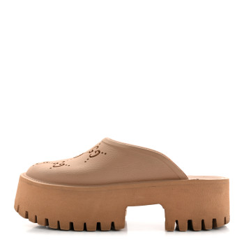 GUCCI Rubber GG Monogram Perforated Elea Platform 55mm Lug Sole Sandals 36 Vintage Camel