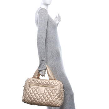 CHANEL Lambskin Coco Cocoon Bowler Light Gold