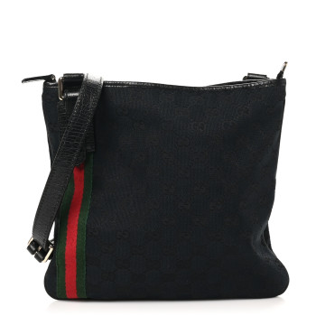 GUCCI Monogram Web Jolicoeur Charms Messenger Bag Black