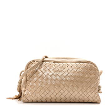 BOTTEGA VENETA Metallic Nappa Intrecciato Mini Crossbody Rose Gold