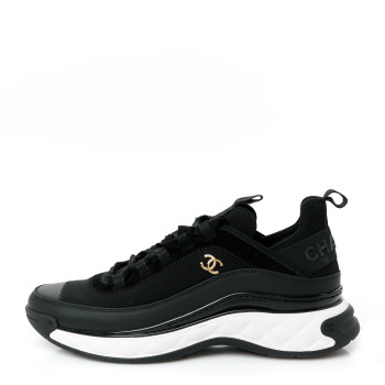 CHANEL Velvet Calfskin Mixed Fibers CC Sneakers 40.5 Black