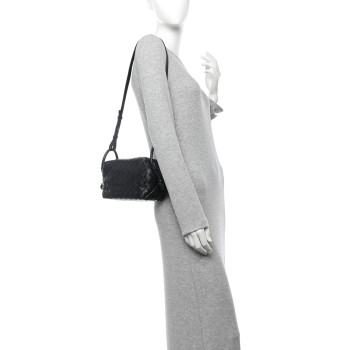 BOTTEGA VENETA Calfskin Intrecciato Small Loop Top Handle Black