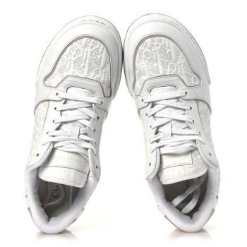 CHRISTIAN DIOR Calfskin Oblique Laser Perforated Dior One Low Sneakers 39 White Nude
