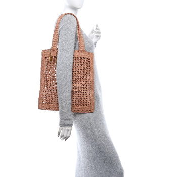 CHLOE Raffia Summer Banana Tote Summery Beige