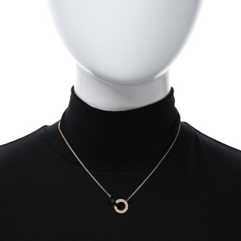 CARTIER 18K Pink Gold Black Ceramic Diamond Interlocking LOVE Necklace
