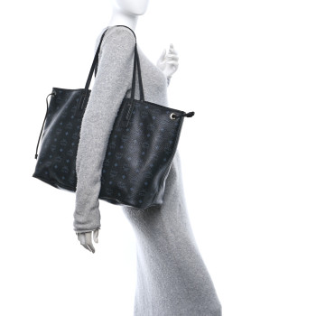 MCM Visetos Large Liz Reversible Shopper Tote Black