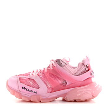 BALENCIAGA Rubber Mesh Fabric Clear Sole Womens Track Sneakers 39 Pink