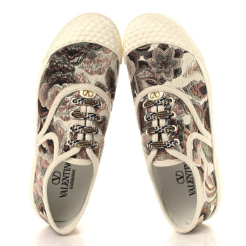 VALENTINO GARAVANI Metallic Jacquard Apres L'hiver Womens Bay By Bay Sneakers 37 Ivory Multicolor