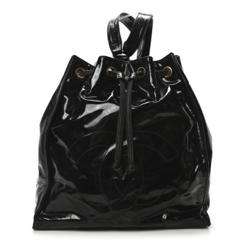 CHANEL Paten Timeless CC Drawstring Backpack Black