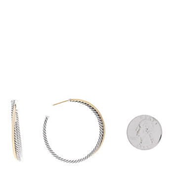 DAVID YURMAN Sterling Silver 18K Yellow Gold 44mm Extra Large Crossover Cable Hoop Earrings
