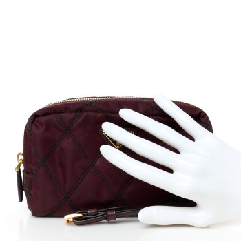 PRADA Tessuto Nylon Saffiano Impunturato Quilted Wristlet Granato