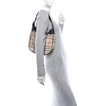 BURBERRY House Check Hobo Black