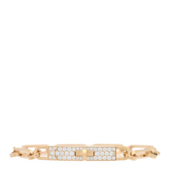 HERMES 18K Yellow Gold Diamond Pave PM Kelly Chaine Bracelet SH