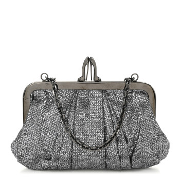 CHRISTIAN LOUBOUTIN Glitter Fabric Crossbody Clutch Silver