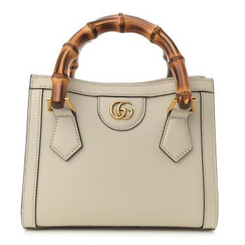 GUCCI Wonka Grain Calfskin Mini Diana Tote Bag Mystic White