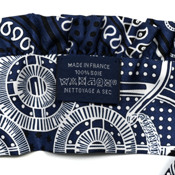HERMES Eperon d'Or Bandana Ruffle Twilly Marine Fonce Black White