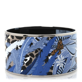 HERMES Enamel Printed Jaguar Quetzal Extra Wide Bracelet 65 Mediterannee