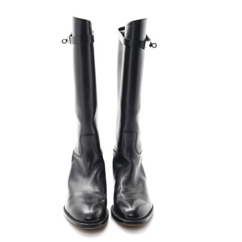 HERMES Box Kelly Jumping Boots 40 Black
