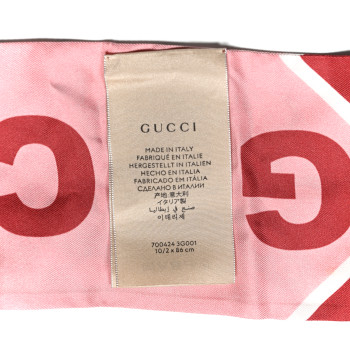 GUCCI Silk Twill Spely Neck Bow Scarf Roseate