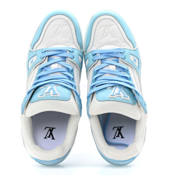 LOUIS VUITTON Calfskin Monogram Womens LV Trainer Sneakers 39.5 Sky Blue LOUIS VUITTON Calfskin Monogram Womens LV Trainer Sneakers 39.5 Sky Blue
