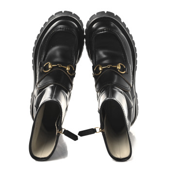 GUCCI Cordovan Lux Womens Harald Horsebit 25mm Platform Boots 36 Black