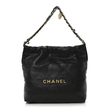 CHANEL Shiny Caviar Quilted Small Chanel 22 Black