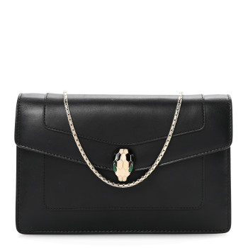 BULGARI Calfskin Serpenti Forever Chain Wallet Black