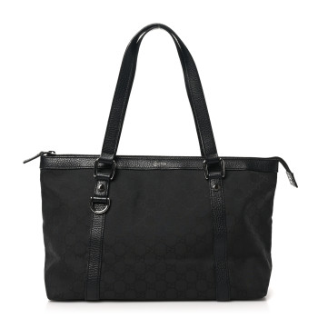 GUCCI Nylon Monogram Medium Abbey Tote Black
