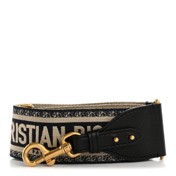 CHRISTIAN DIOR Canvas Embroidered Shoulder Strap Blue