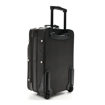 BURBERRY Smoked Haymarket Check Carry-On Suitcase Chocolate