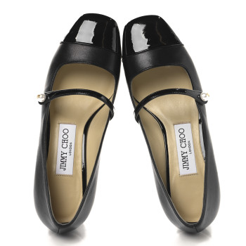 JIMMY CHOO Nappa Patent Elisa 45 Mary Jane Flats 35 Black