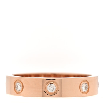 CARTIER 18K Pink Gold 8 Diamond 4mm LOVE Wedding Band Ring 51 5.75