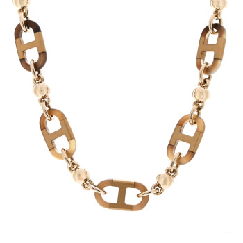 Buffalo Horn Lacquer Chaine D'Ancre Necklace Black Gold