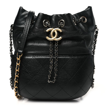 CHANEL Calfskin Quilted Small Gabrielle Bucket Black