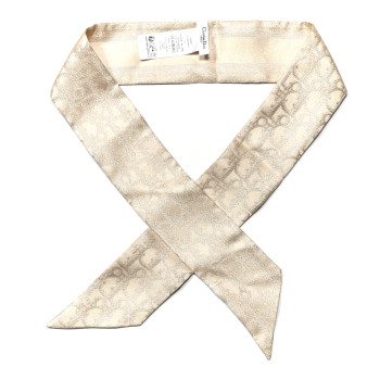 CHRISTIAN DIOR Silk Toile De Jouy Sauvage Mitzah Scarf Ecru Gold