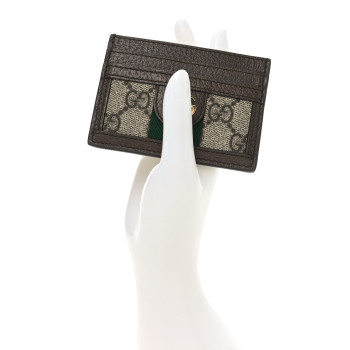 GUCCI GG Supreme Monogram Ophidia Card Holder Brown