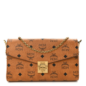 MCM Visetos Millie Wallet On Chain Cognac