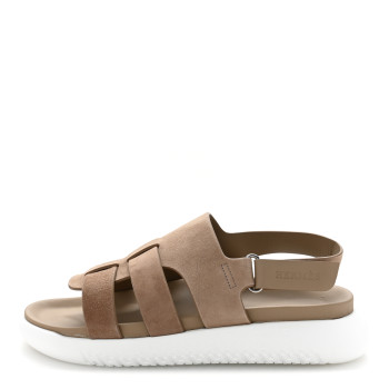 HERMES Suede Mens Doha Sandals 43 Taupe