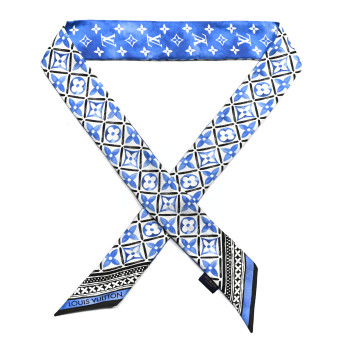 LOUIS VUITTON Silk Monogram Flower Tile BB Bandeau Blue