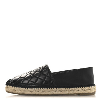 CHANEL Lambskin Quilted CC Espadrilles 39 Black