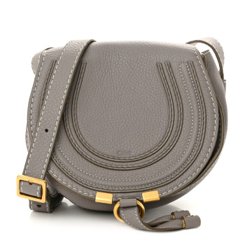 CHLOE Calfskin Mini Marcie Round Crossbody Bag Cashmere Grey