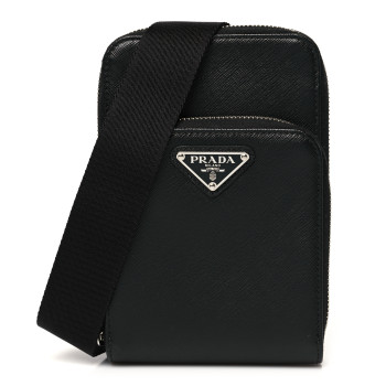 PRADA Saffiano Smartphone Case Crossbody Black