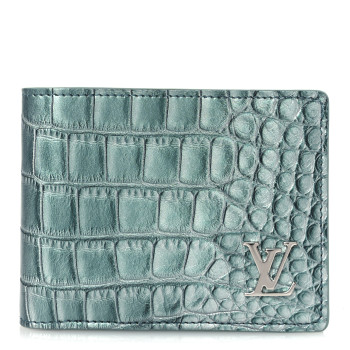 LOUIS VUITTON Crocodile Multiple Wallet Blue Pool