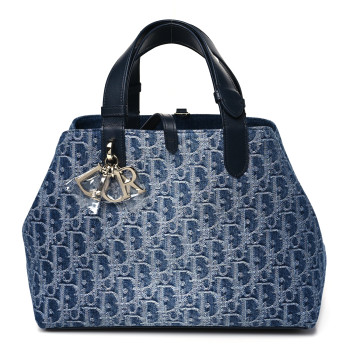 CHRISTIAN DIOR Denim Jacquard Oblique Medium Toujours Blue