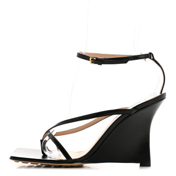 BOTTEGA VENETA Lambskin Stretch Multi Strap 90mm Sandals 38.5 Black