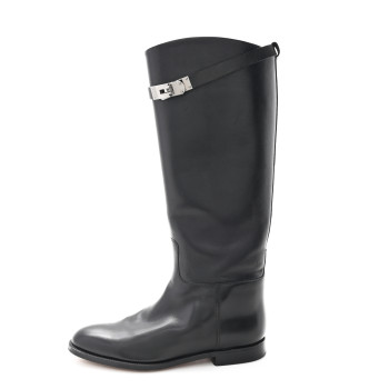 HERMES Box Kelly Jumping Boots 40 Black
