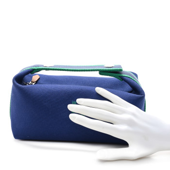 HERMES Canvas Small Bride-A-Brac Pouch Marine